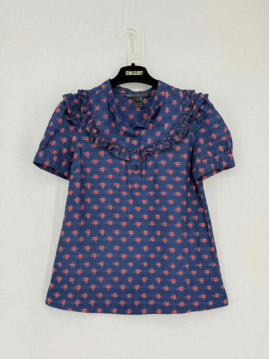 MARC BY MARC JACOBS Navy Blue & Red Size US 4 Blouse