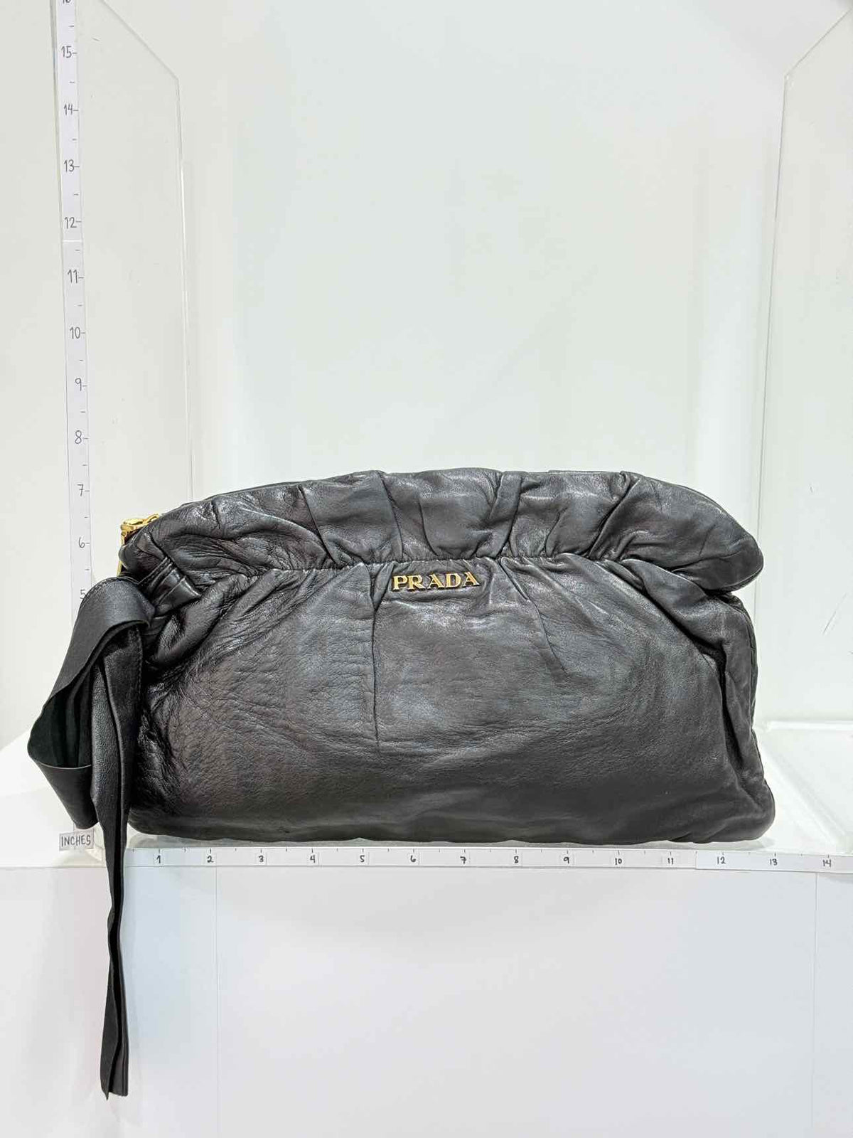 PRADA Antik Bow Black Clutch