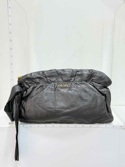 PRADA Antik Bow Black Clutch