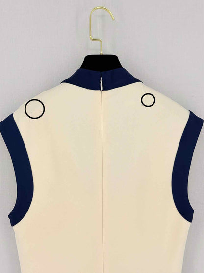 GUCCI Cream w/ Blue Contrast Trim Size Small Midi Dress