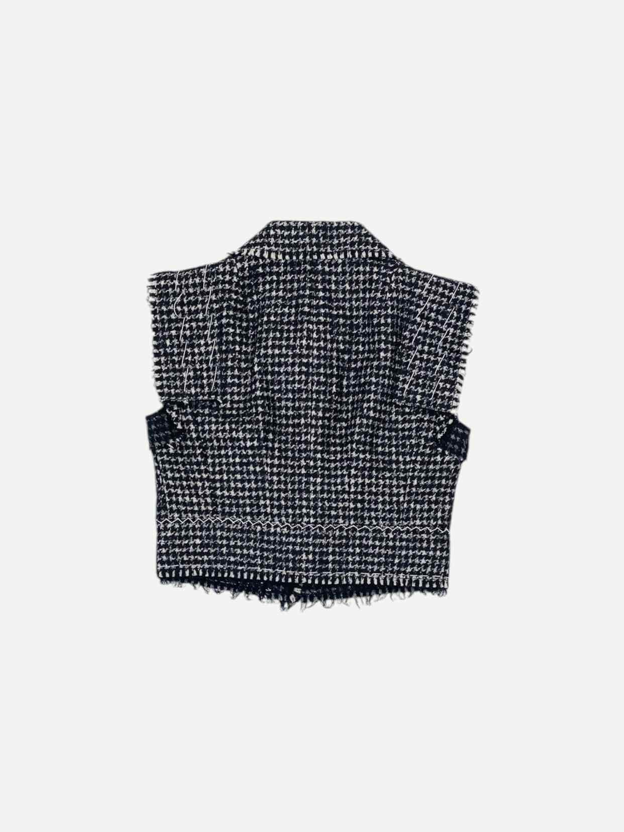 DOLCE & GABBANA Cropped Black & White Houndstooth Vest