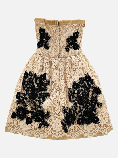 DOLCE & GABBANA Beige & Black Size US 6 Short Dress
