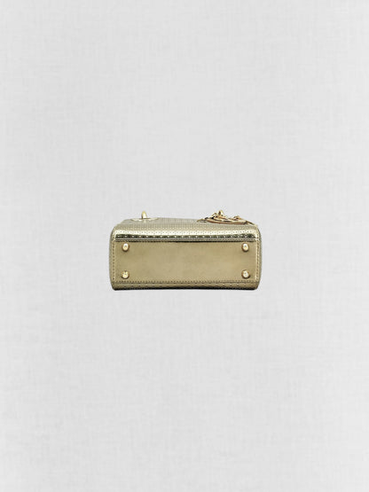 DIOR Lady Dior Bronze Micro Cannage Top Handle