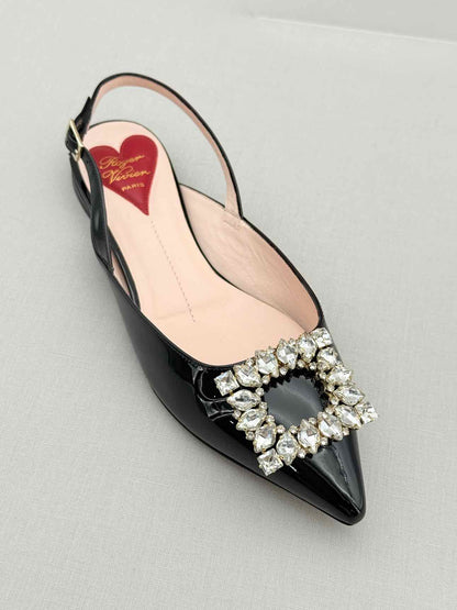 ROGER VIVIER Strass Black Size EU 37 Flats