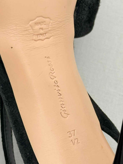 GIANVITO ROSSI Black Rose Size EU 37.5 Slingbacks