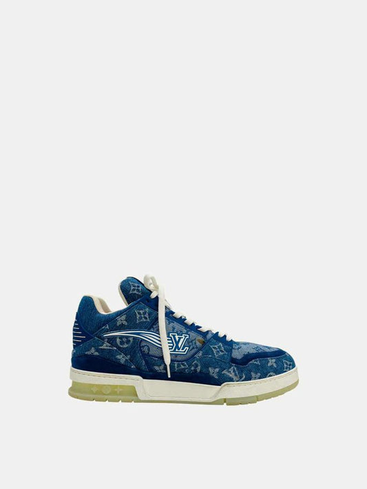 LOUIS VUITTON Denim LV Trainer Blue Sneakers 43.5