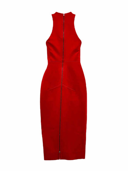 VICTORIA BECKHAM Sheath Red Midi Dress US2