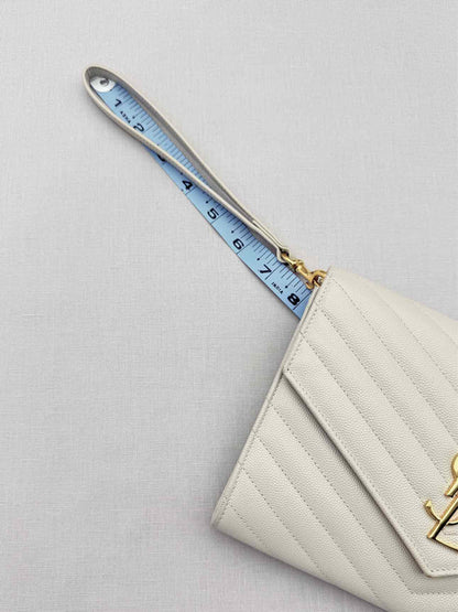 SAINT LAURENT Cassandre Matelasse Flap White Wristlet