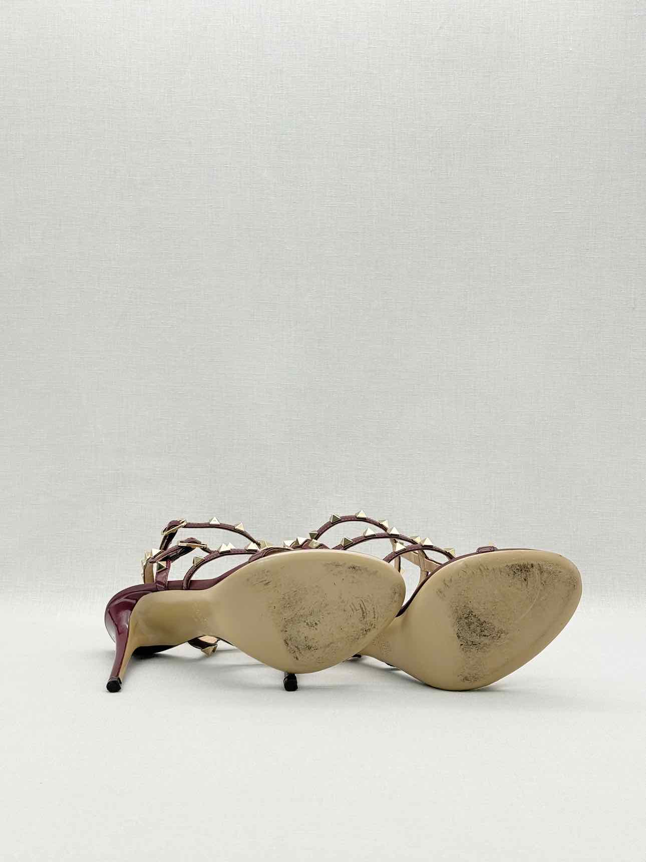 VALENTINO Rockstud Burgundy Size EU 39 Heeled Sandals