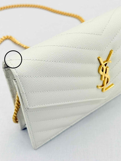 SAINT LAURENT Cassandre White Chevron Shoulder Bag
