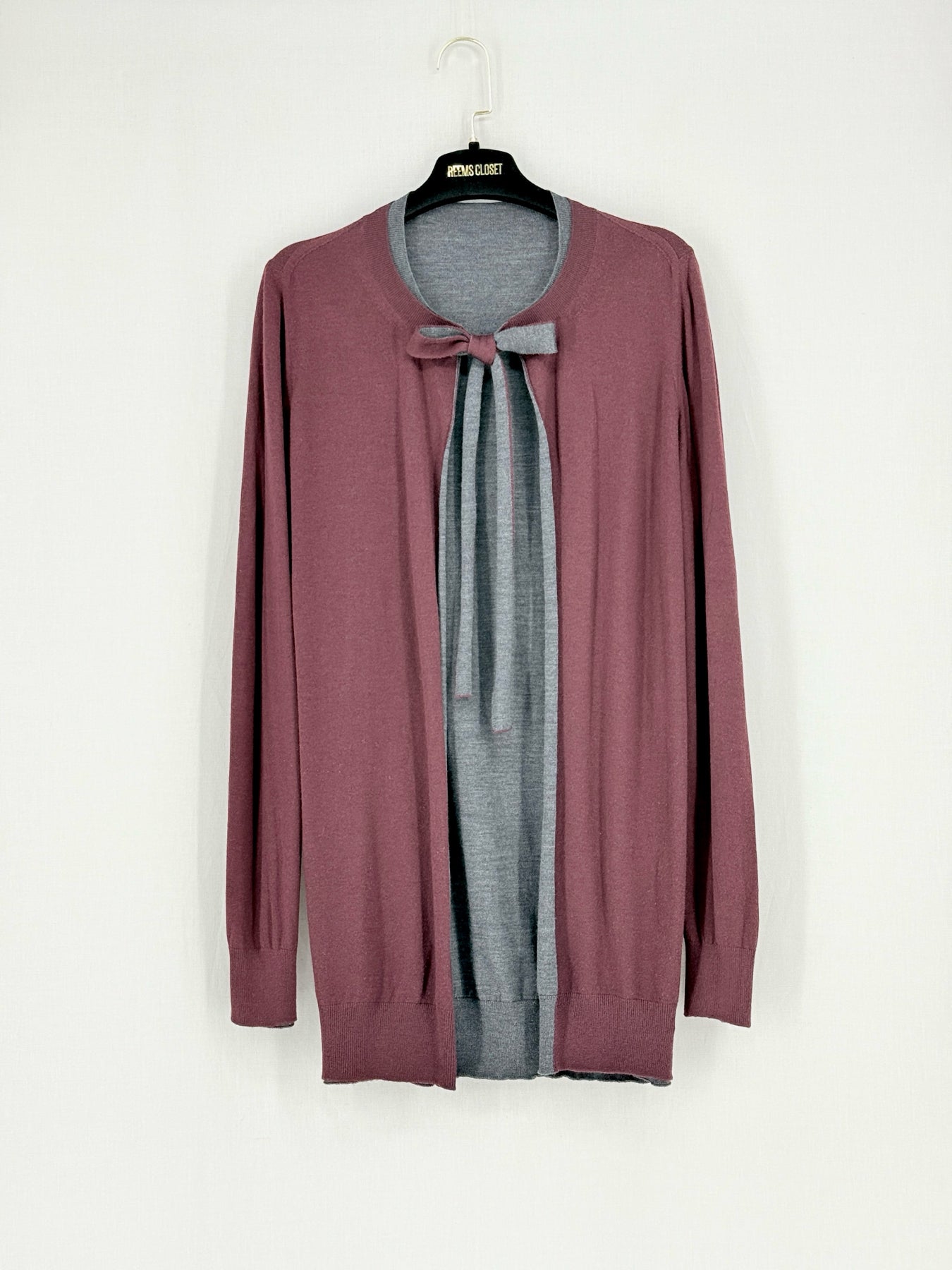 DOLCE & GABBANA Burgundy & Grey Size US 6 Cardigan