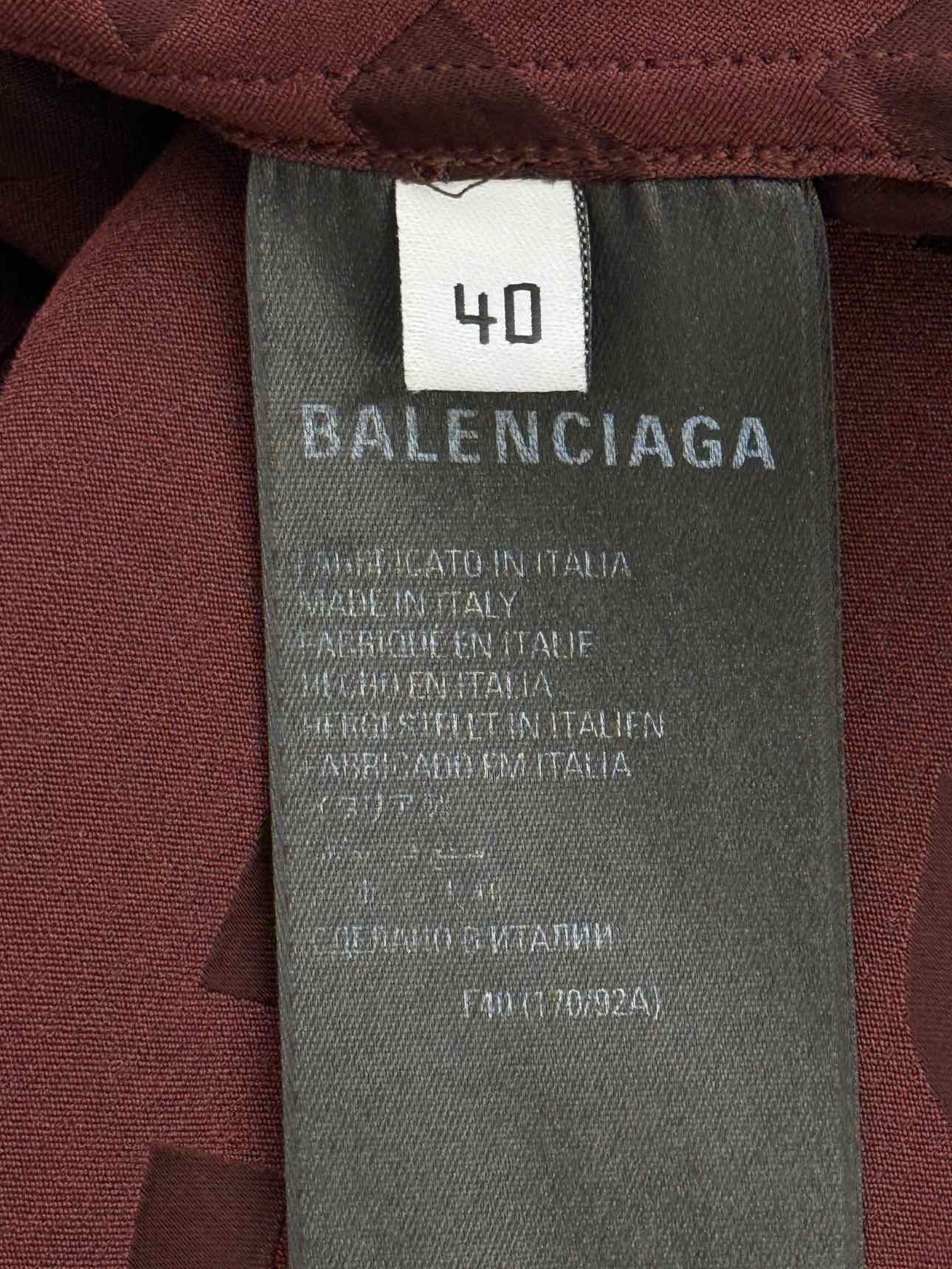 BALENCIAGA Burgundy Jacquard Size US 8 Shirt