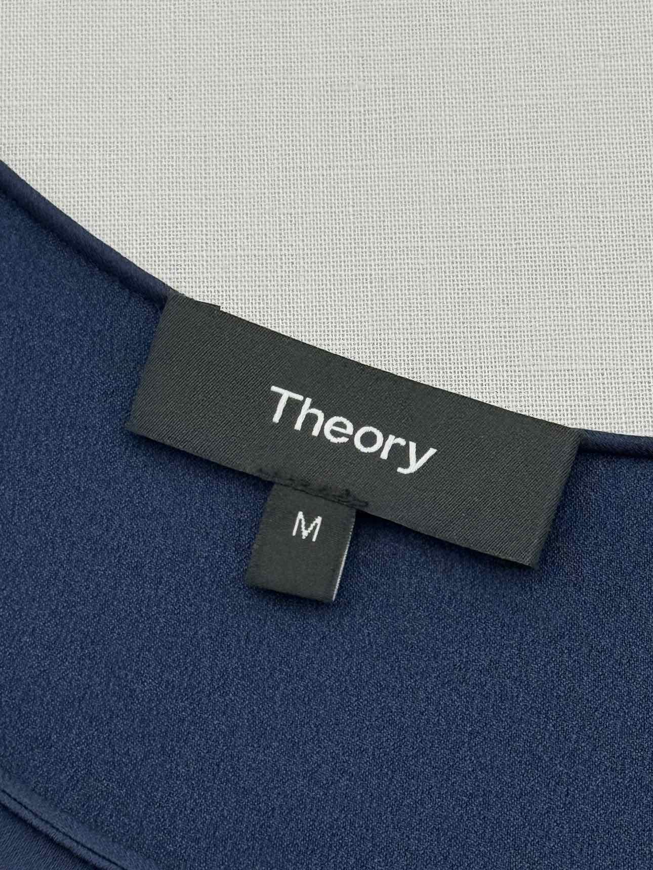 THEORY Navy Blue Pleated Size Medium Midi Dress