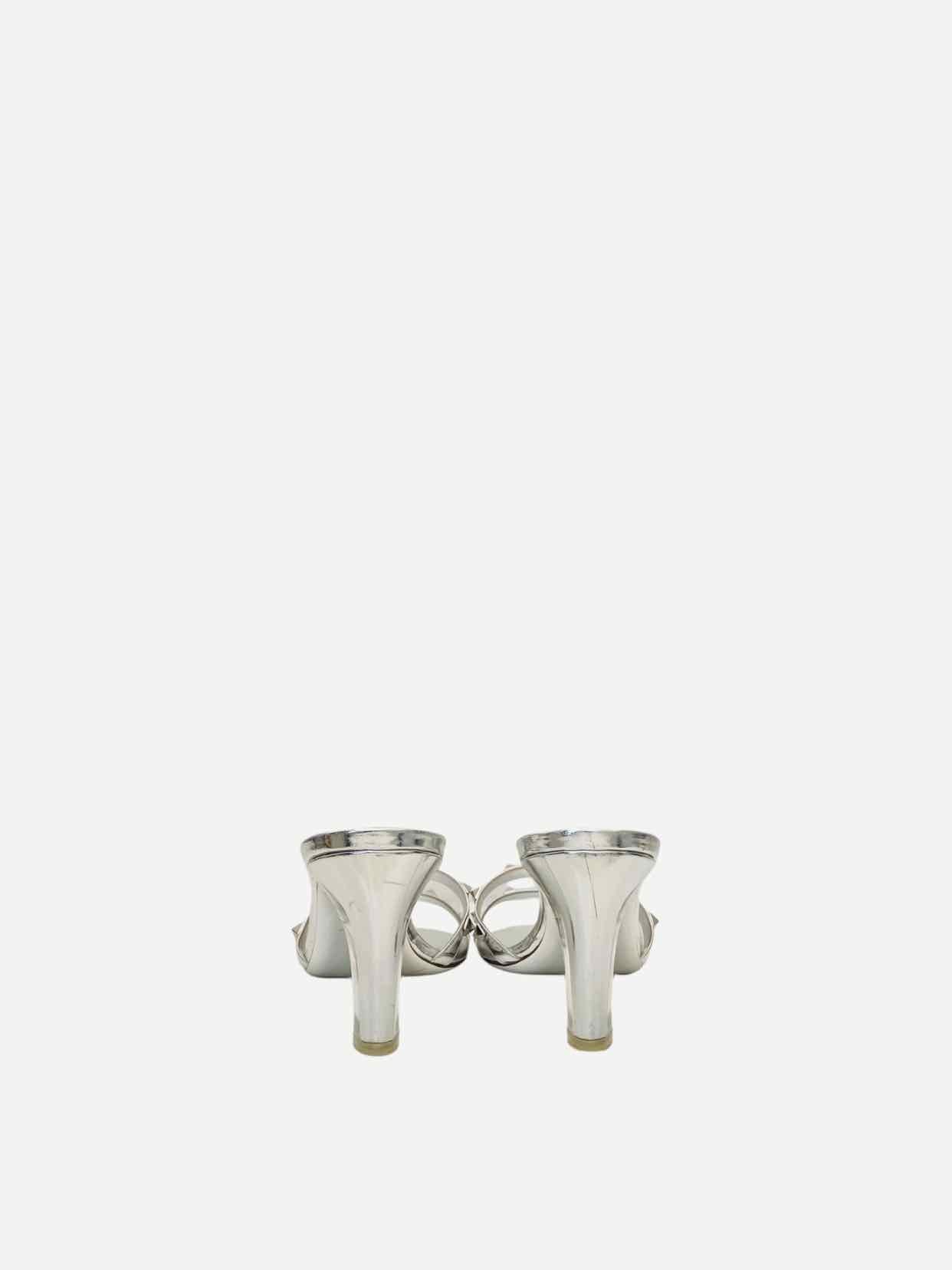VALENTINO GARAVANI Rockstud Silver Size EU 41.5 Mules