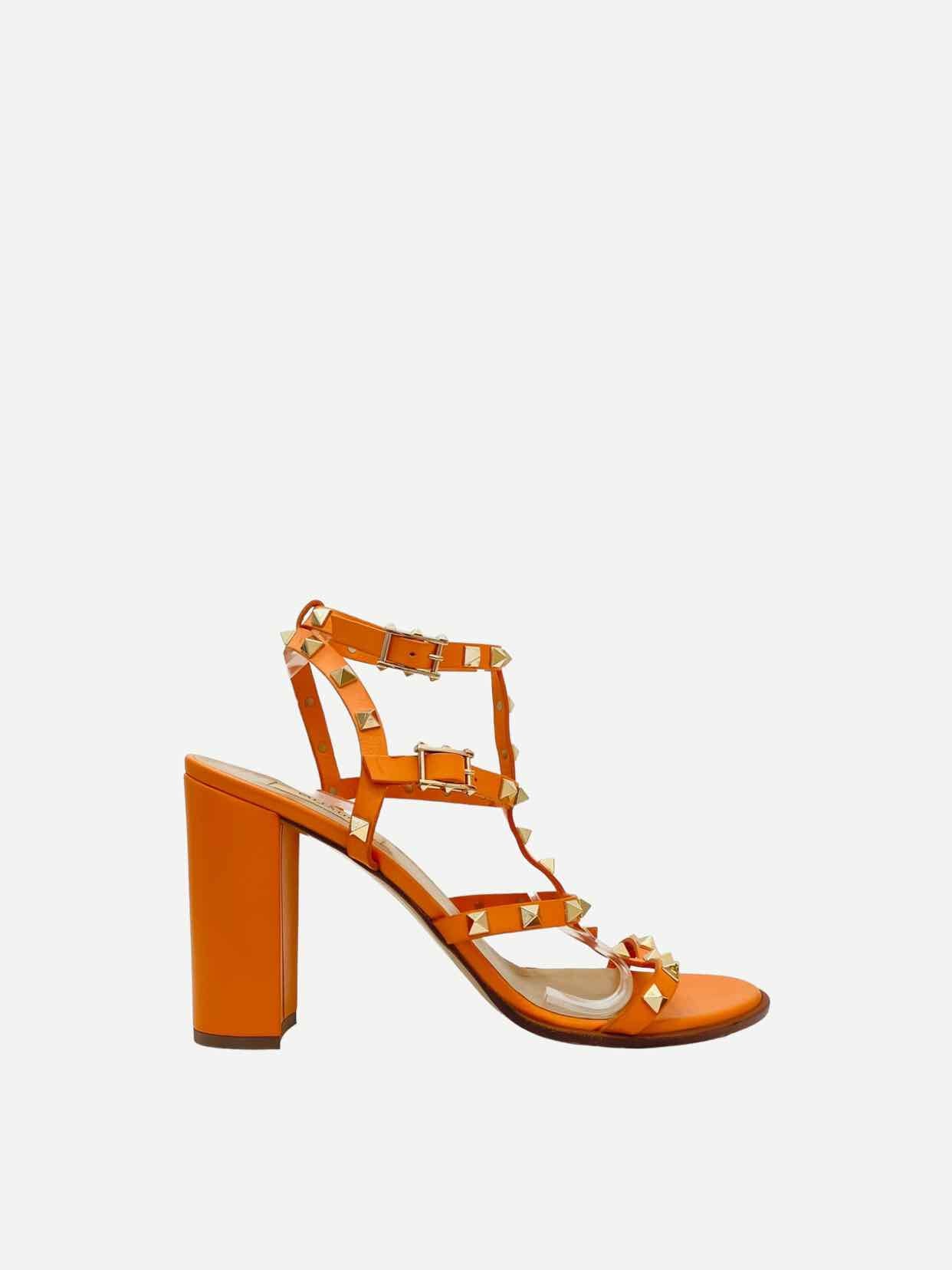 VALENTINO Rockstud Orange Heeled Sandals 41