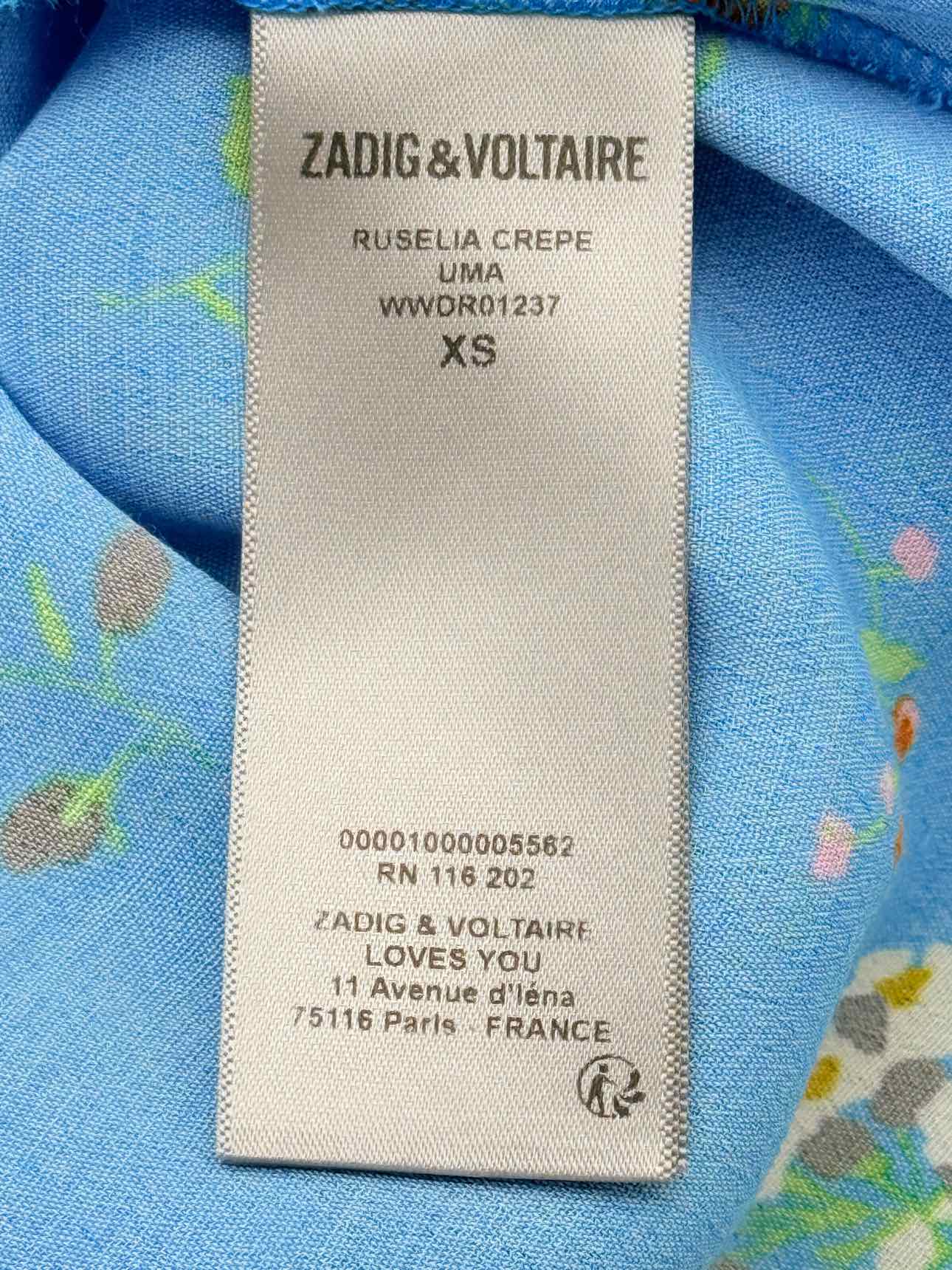 ZADIG & VOLTAIRE Ruselia Blue Size XSmall Midi Dress