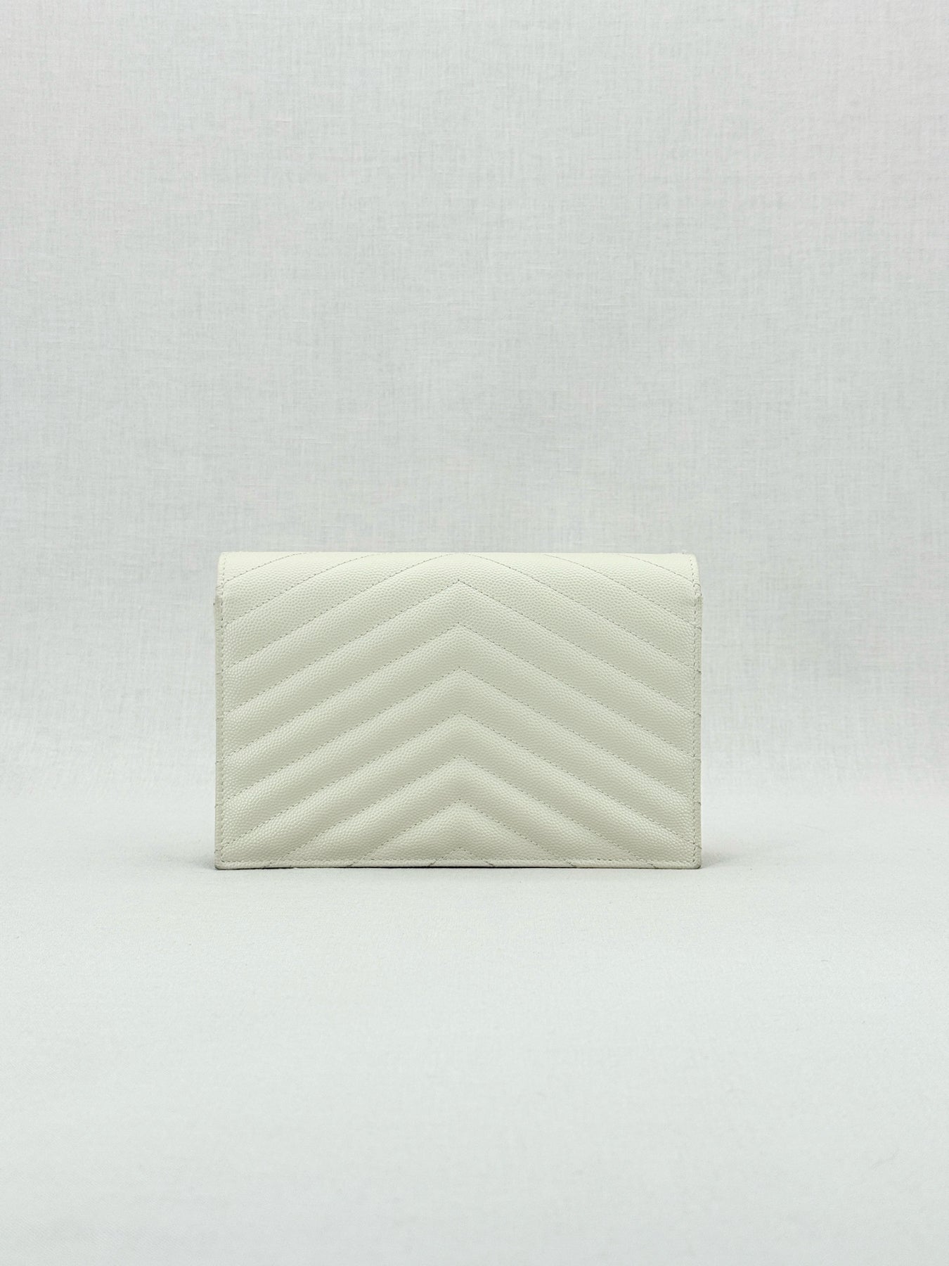 SAINT LAURENT Cassandre White Chevron Shoulder Bag