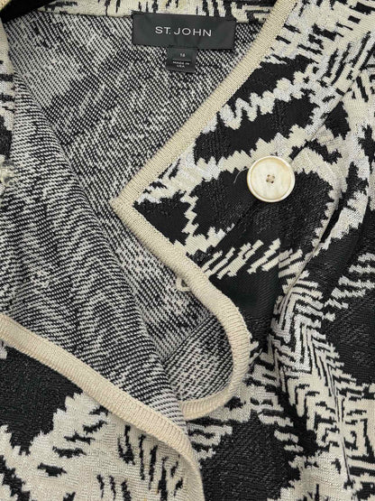 ST. JOHN White & Black Jacquard Size US 16 Jacket
