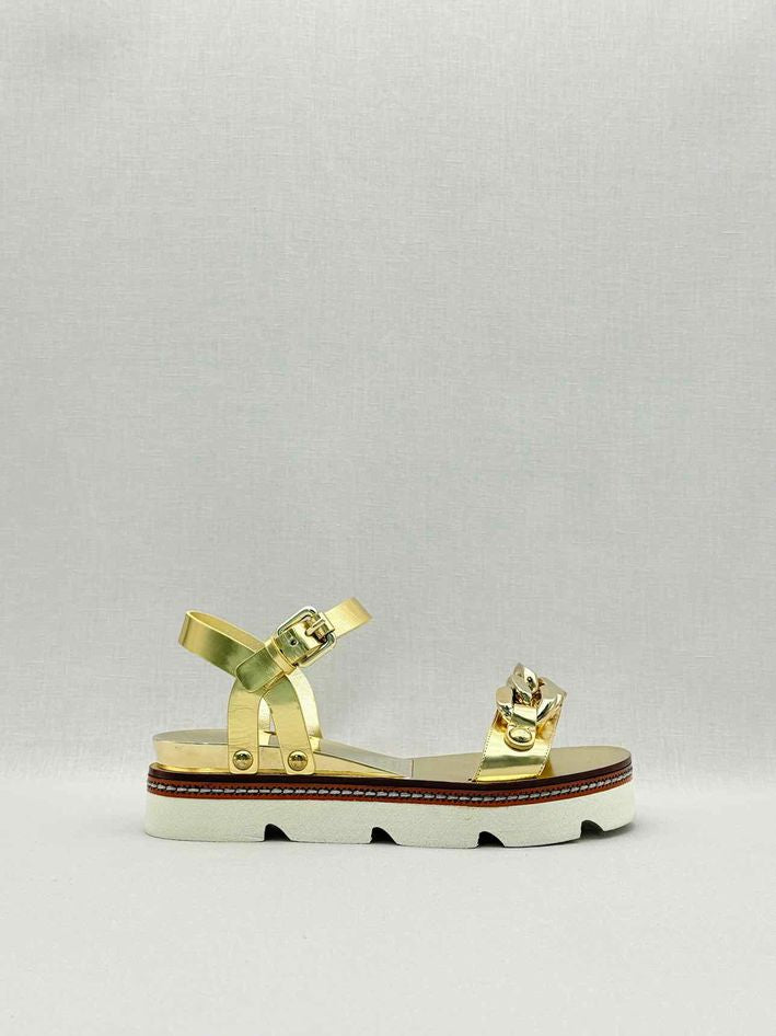 CASADEI Metallic Gold Size EU 37.5 Sandals