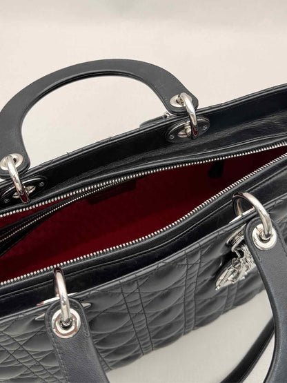 CHRISTIAN DIOR Lady Dior Black Cannage Top Handle