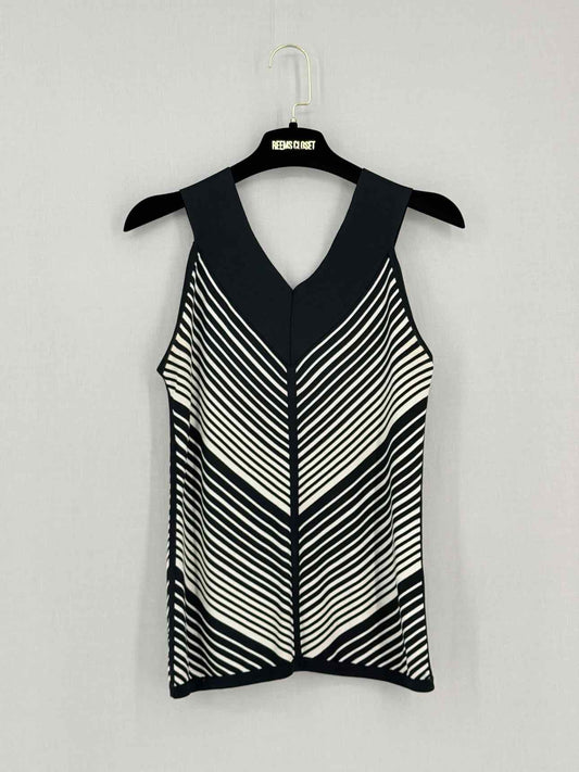 JAEGER Black & White Chevron Print Size Small Top
