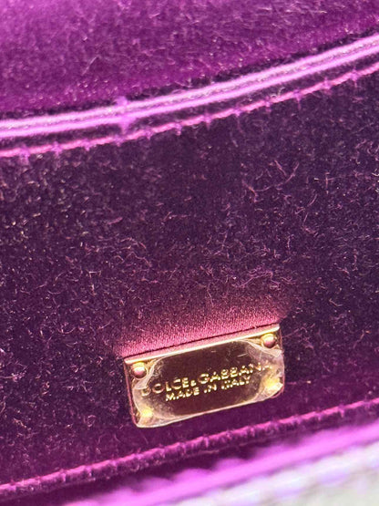 DOLCE & GABBANA Crystal Embellished Plum Shoulder Bag