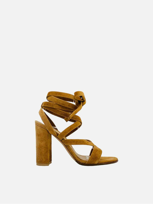 GIANVITO ROSSI Janis Low Camel Heeled Sandals 35.5