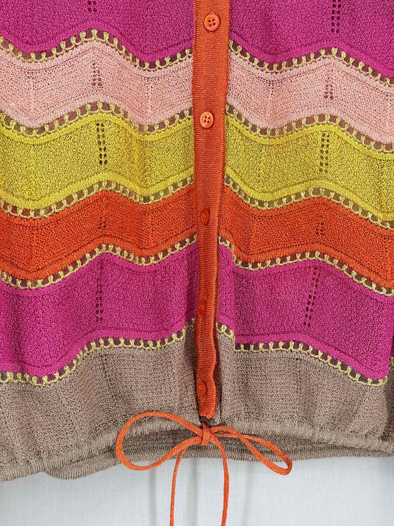 M MISSONI Pink Multicolor Chevron Size US 8 Cardigan