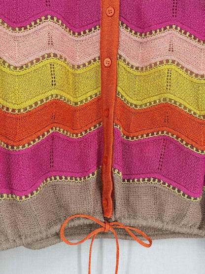 M MISSONI Pink Multicolor Chevron Size US 8 Cardigan