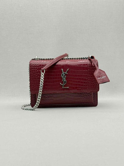 SAINT LAURENT Sunset Burgundy Shoulder Bag