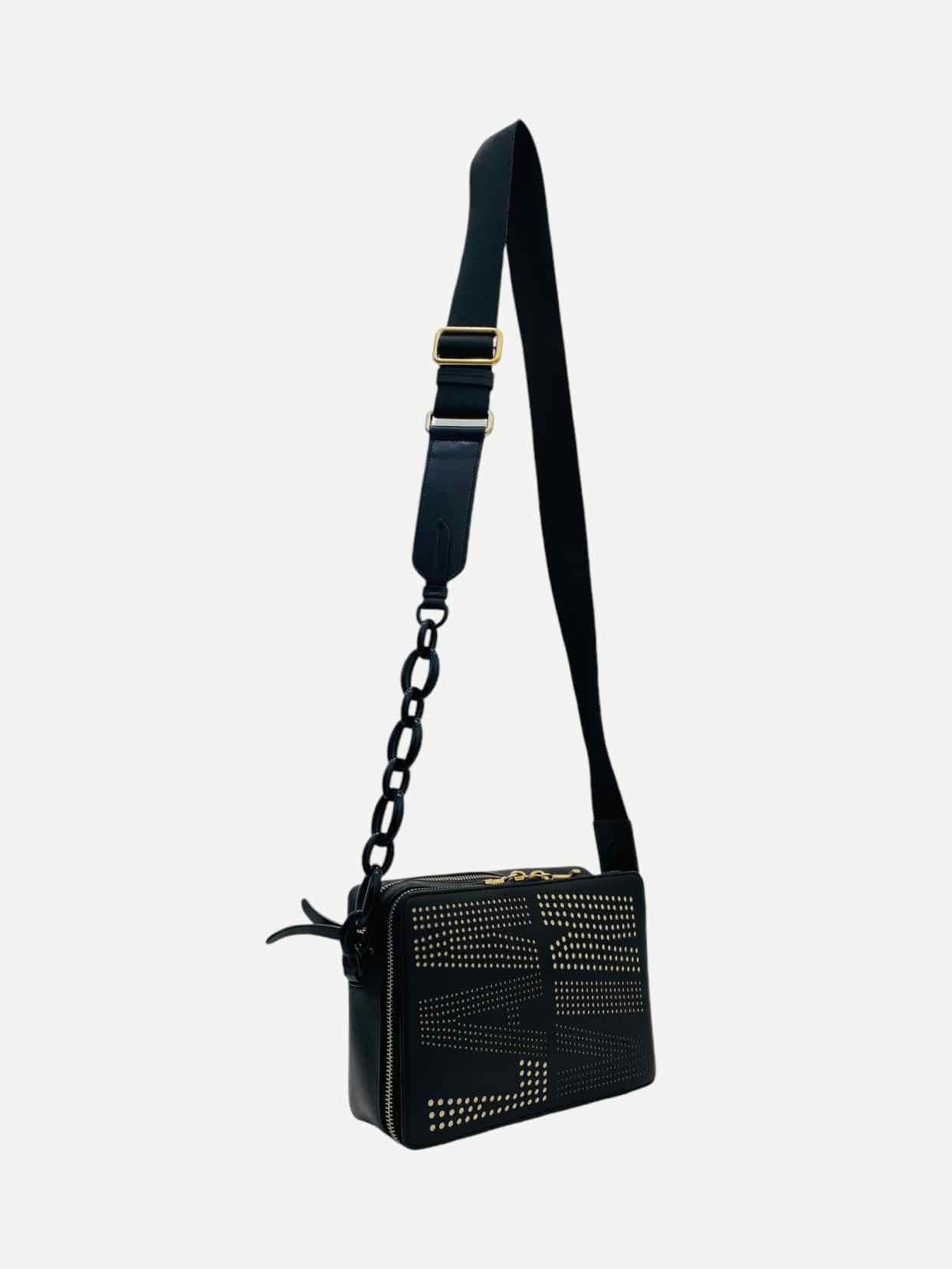 LANVIN Laser Cut Black Shoulder Bag