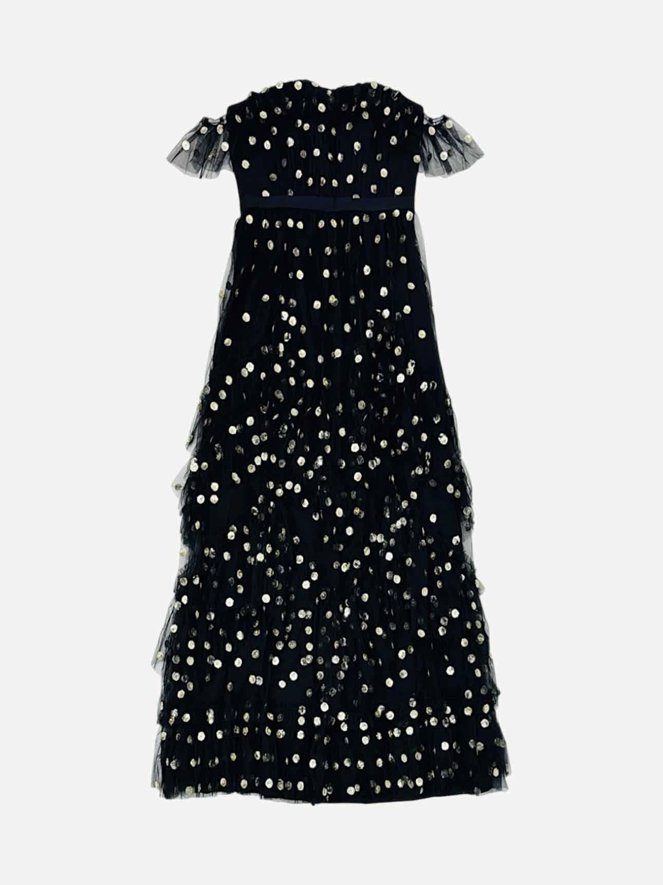 MARCHESA NOTTE Black & Gold Size US 8 Long Dress