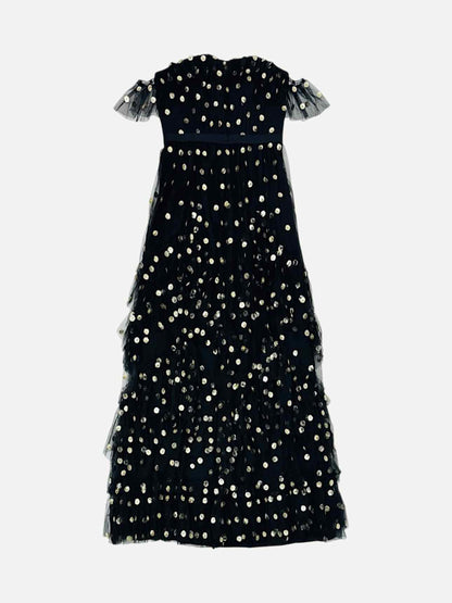 MARCHESA NOTTE Black & Gold Size US 8 Long Dress