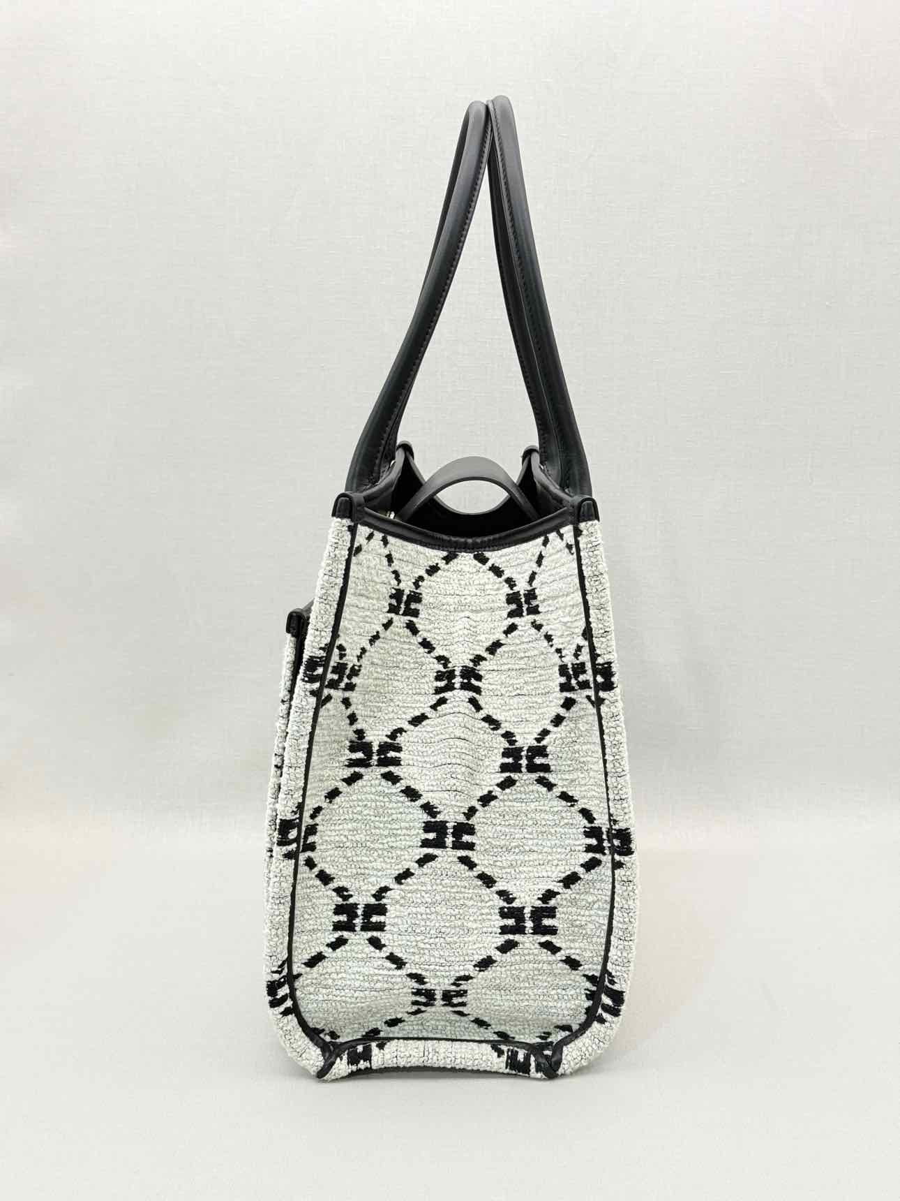 ELISABETTA FRANCHI White & Black EF Monogram Tote Bag