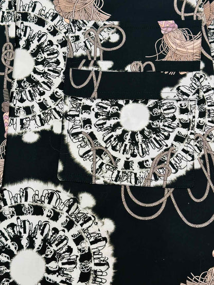 HERMES Black & White Print Size US 4 Shirt