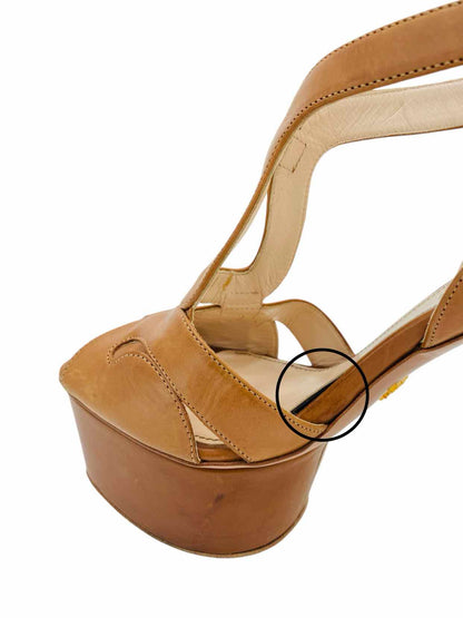 PRADA Strappy Tan Heeled Sandals 36.5