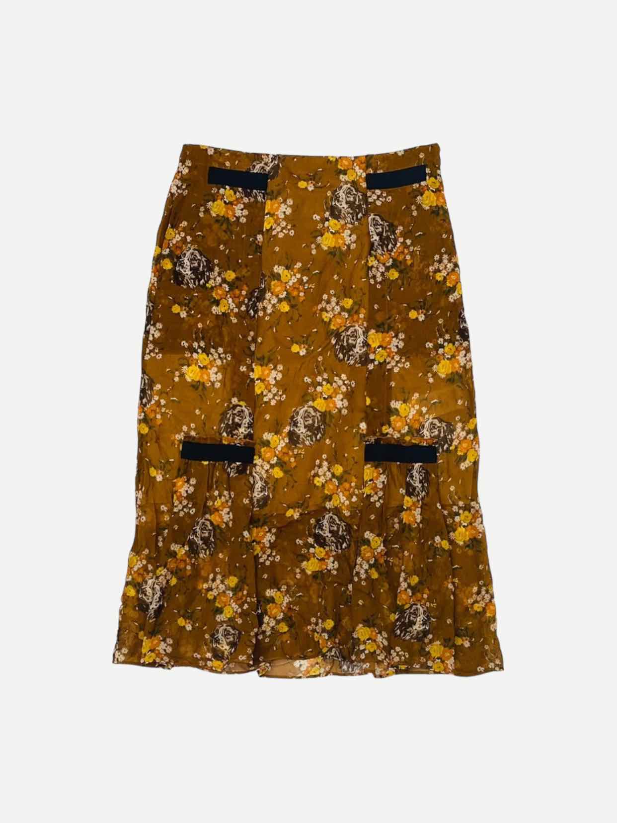 COACH Flare Brown Multicolor Knee Length Skirt