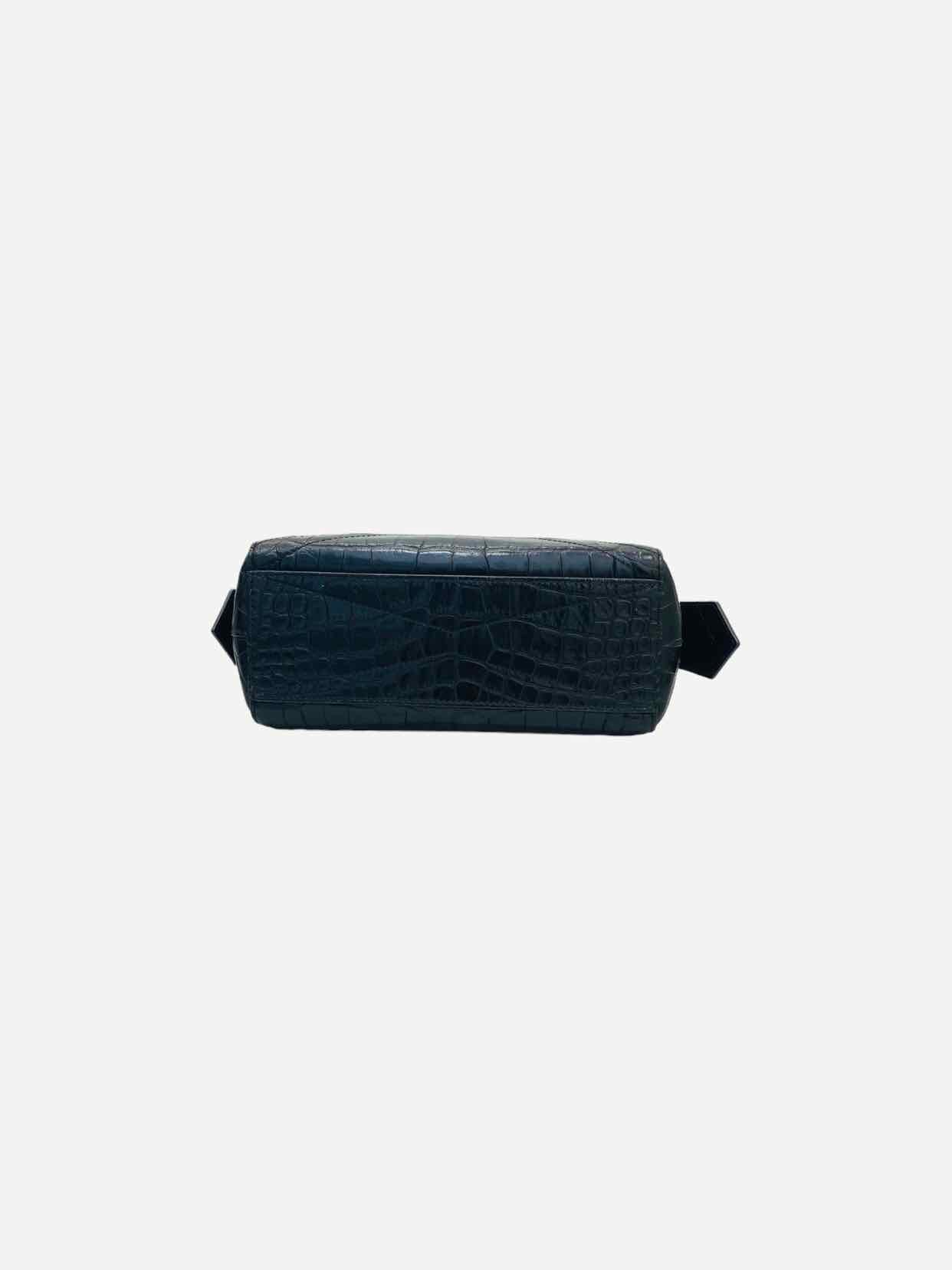 GIVENCHY ID Flap Black Croc Embossed Shoulder Bag