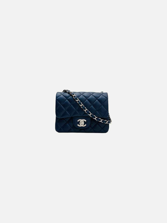 CHANEL Square Flap Navy Blue Quilted Shoulder Bag