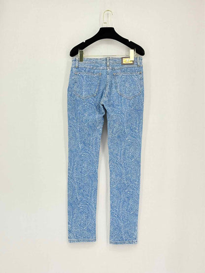 ETRO Blue Paisley Print Size 28 Jeans