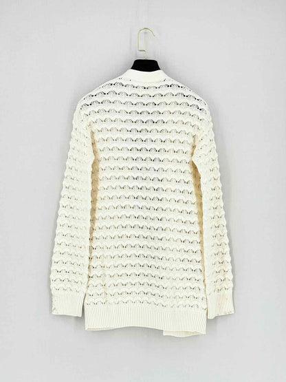 LORO PIANA Beige Eyelet Size XSmall Cardigan