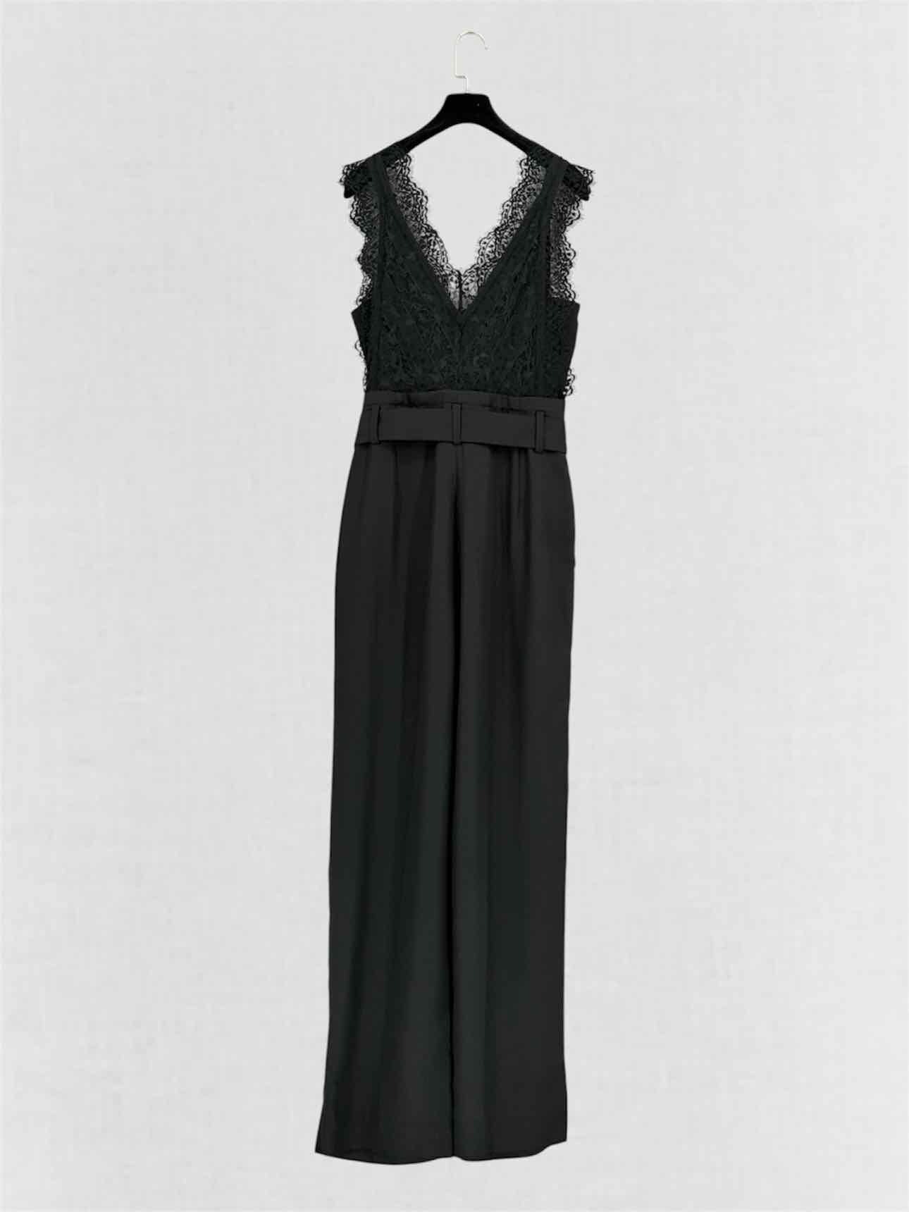 SANDRO Alexis Black Lace Detail Size US 6 Jumpsuit