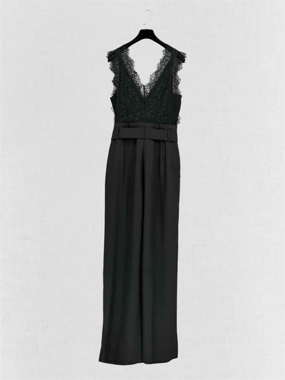 SANDRO Alexis Black Lace Detail Size US 6 Jumpsuit
