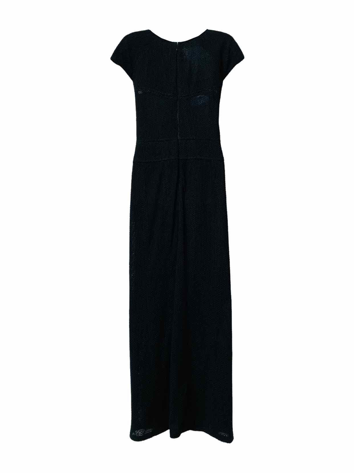 CHANEL Sheath Black Textured Long Dress