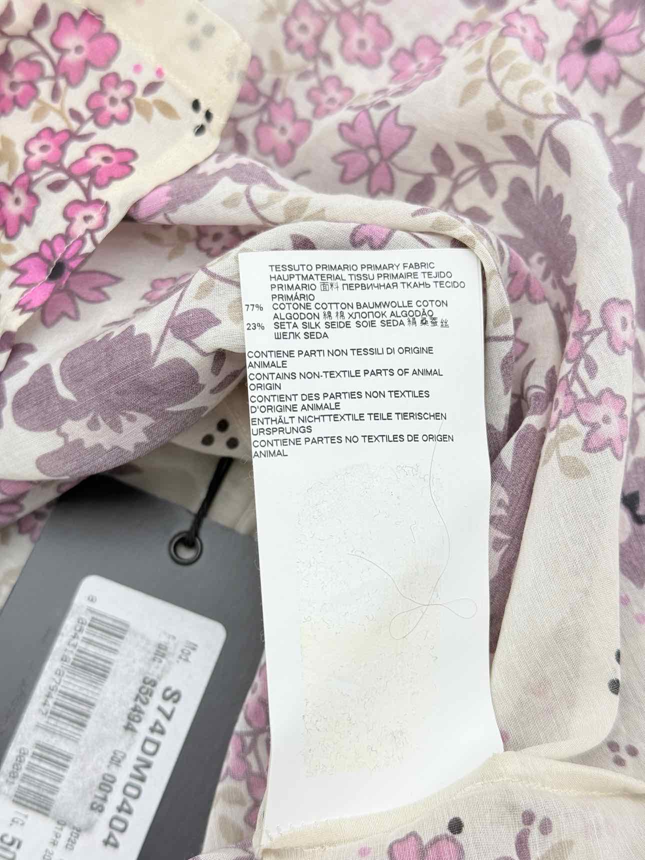DSQUARED2 Cream & Purple Floral Print Size US 14 Blouse