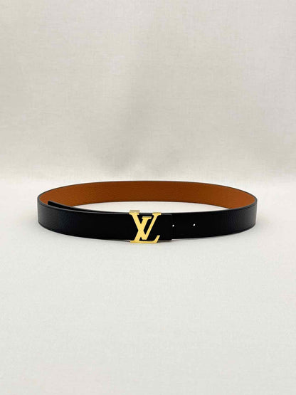 LOUIS VUITTON Black & Tan Grained Belt