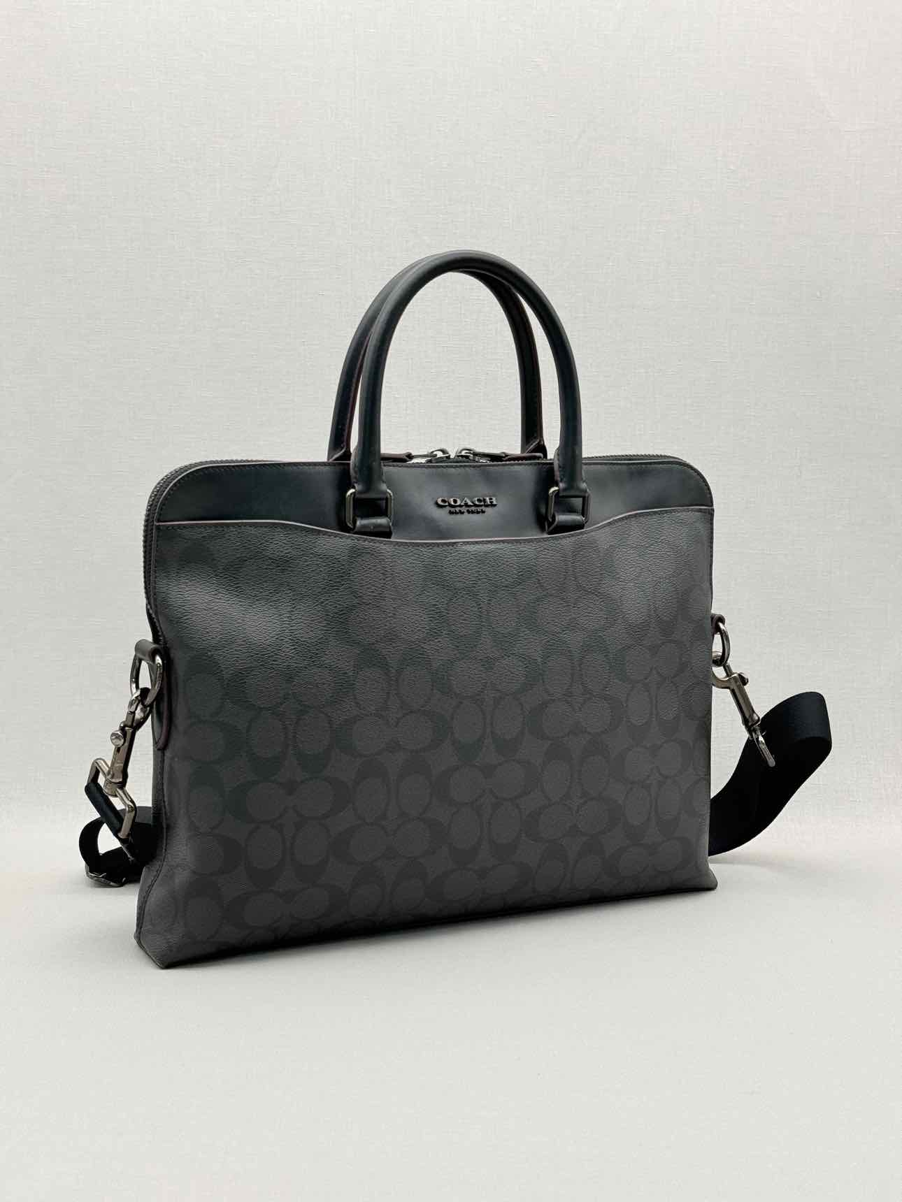 COACH Beckett Slim Black Signature Laptop Bag