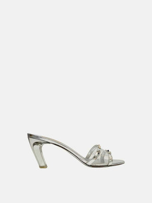 VALENTINO GARAVANI Rockstud Silver Size EU 41.5 Mules