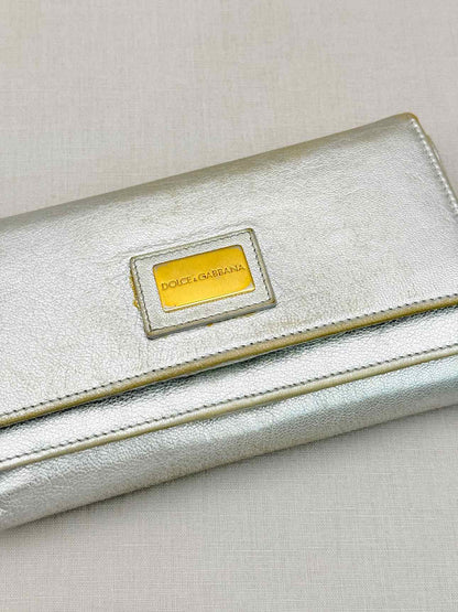 DOLCE & GABBANA Metallic Silver Continental Wallet