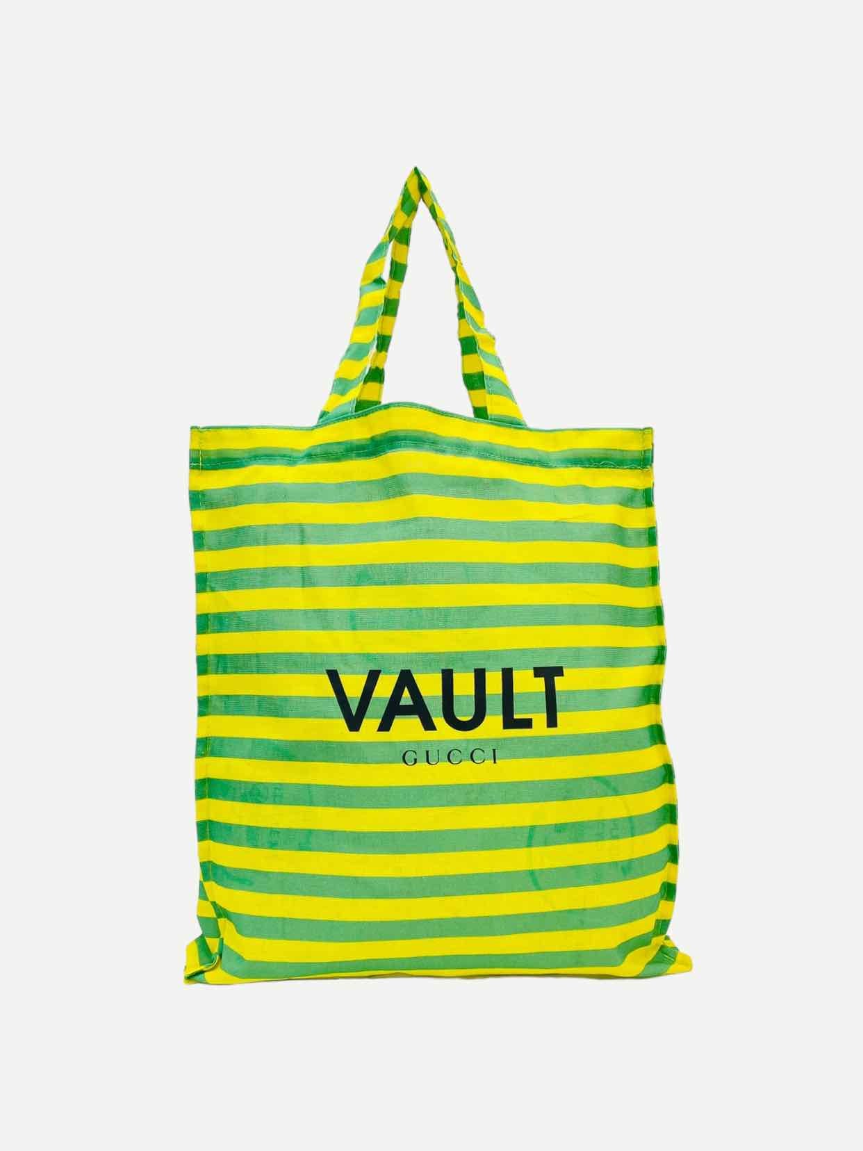 GUCCI X VAULT Yellow & Green Striped Tote Bag